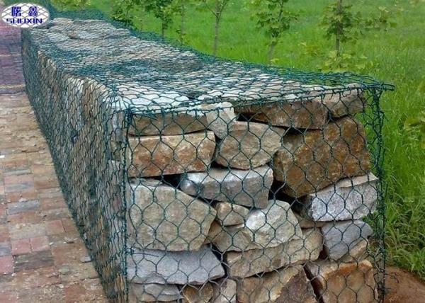Quality Custom Hexagonal Gabion Wall Cages / Wire Mesh Rock Retaining Wall for sale