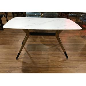 Non Slip 130*80*76cm Wrought Iron Marble Table