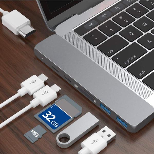 Quality Portable Double Type-C hub adapter 4K  hub + card reader + PD charge 4K HD MacBook converter for sale