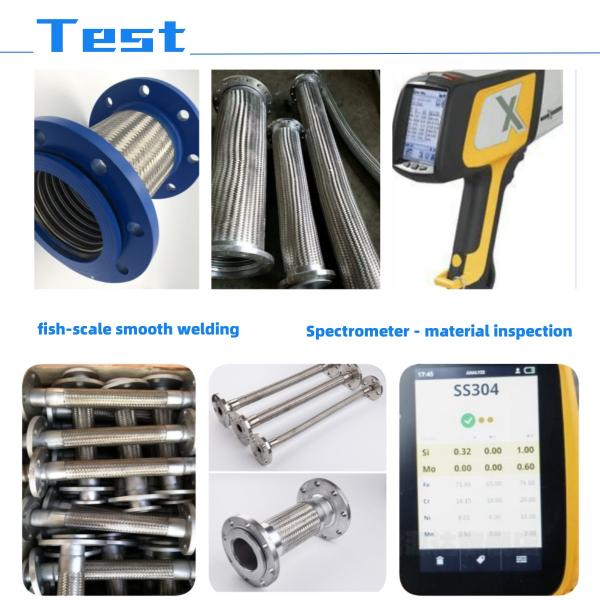 Chemical Anti-Corrosive Gas Compensator 304 SS Braided Metal Hose Flexible With PTFE Flange