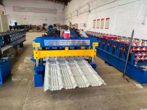 Color Steel Coil Glazed Tile Roll Forming Machine With Hydraulic Power