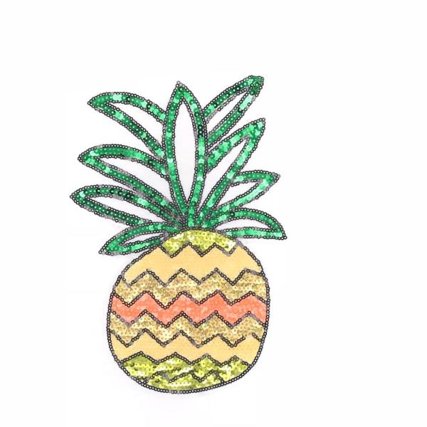 Quality Delicate Sequin Pineapple Patch , Pineapple Sew On Patch Customized Color for sale