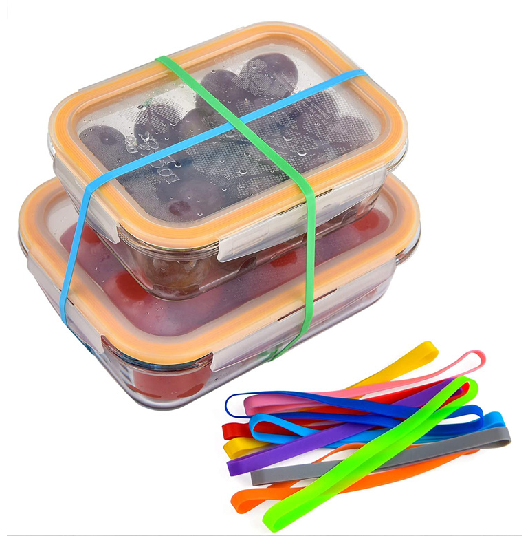 Multi-functional Silicone Strap Lunch Box with Highly Elastic Band and Cutting Service