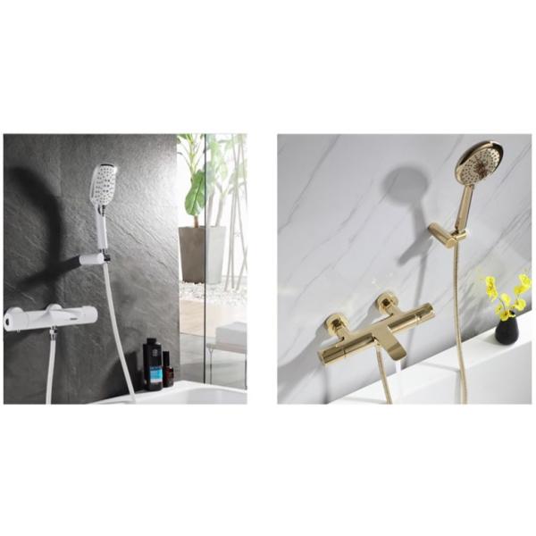 White Golden All Copper ODM Smart Thermostatic Bathtub Faucet