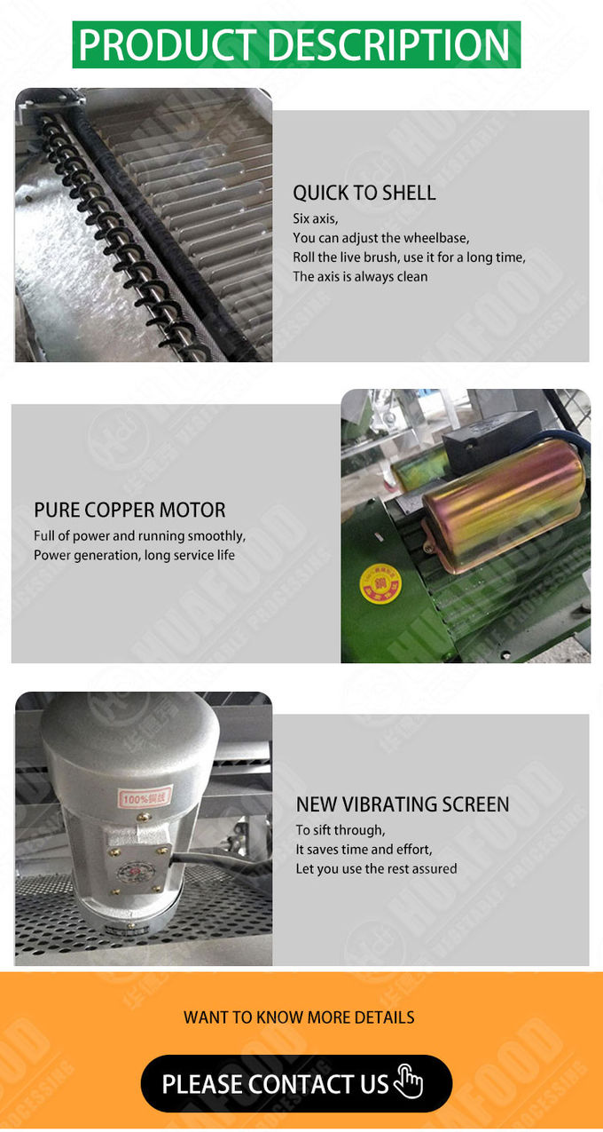50kg/h Special Automatic Food Processing Machines Green Pea Peeling Machine