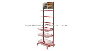 China Supermarket And Store Food Display Stand have three baskets Candy Snacks Food Display Rack With Ad wholesale