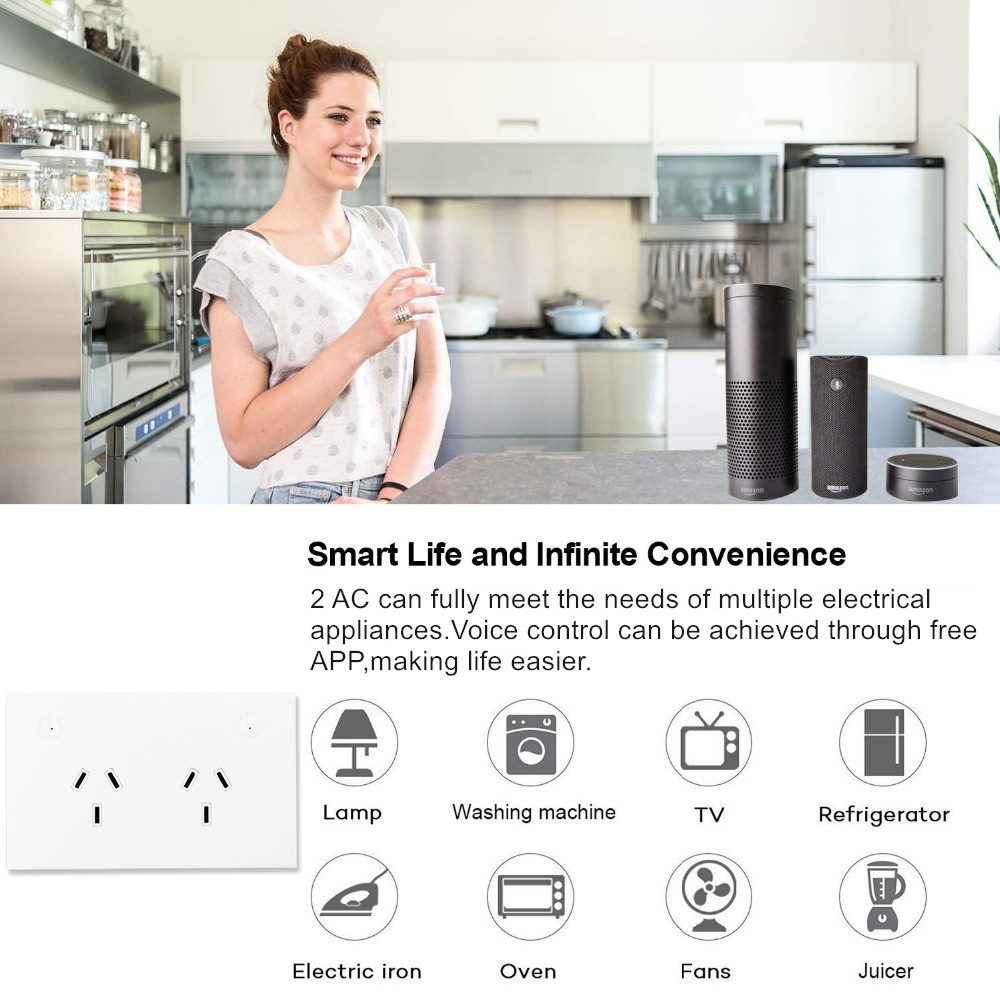 Au Alexa And Google Home Tuya Smart Wifi Socket Timer With 2 Usb Work