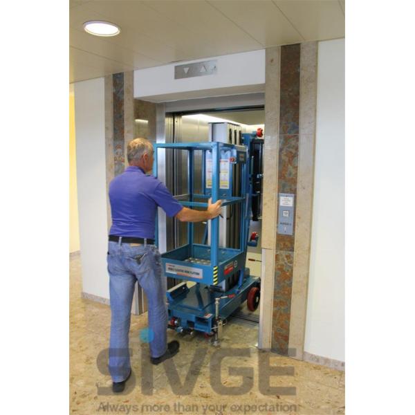 Blue Vertical Single Mast Lift 8 Meter Working Height For Factory Working