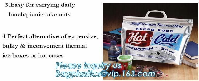 Custom Packing Aluminum Foil Zip-Lock Grocery Handle Thermal Insulation Cooler Bag For Outdoors,Promotional Insulated La