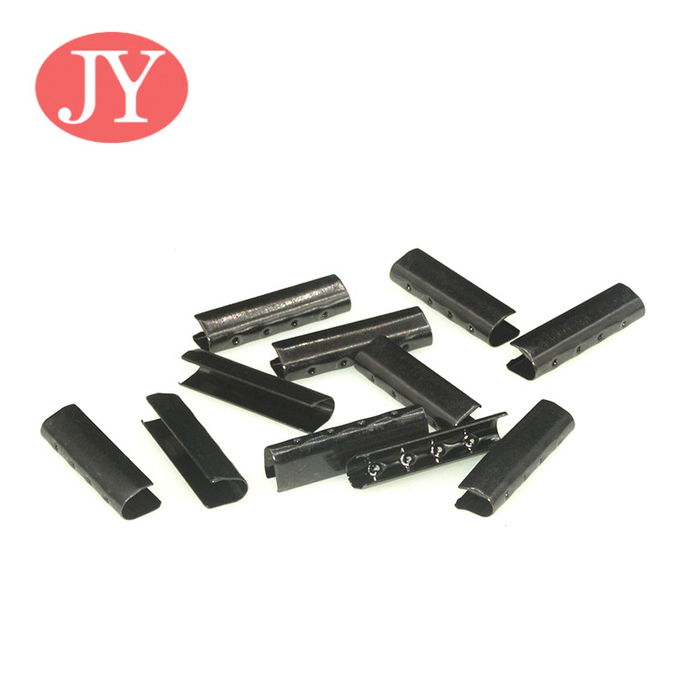 jiayang aglet metal gun color 25mm flat cord laser logo metal tipping for hoodies