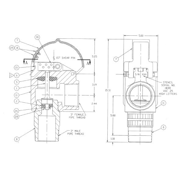 API 7K Shear Pin Relief Valve FB-1600 Oil Drilling