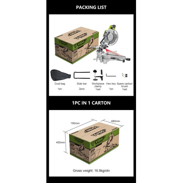10 Inch 254mm 5500/Min Benchtop Woodworking Miter Saw，Adjustable cutting angle and laser positioning