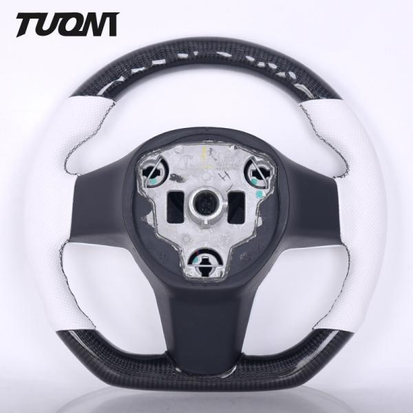 Model 3 Model Y Tesla Carbon Fiber Steering Wheels White Leather