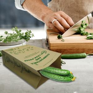 Biodegradable Disposable Brown Paper Bags Custom Printed Compostable Brown Paper