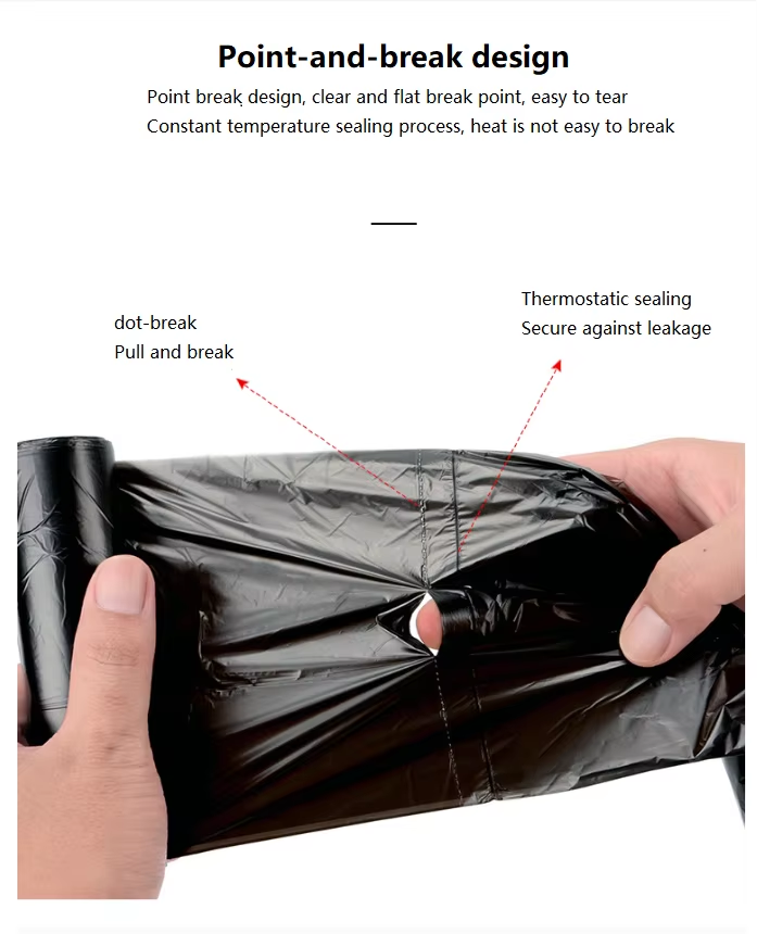 Biodegradable black flat-bottomed corner support garbage bags, used for packaging toilet paper and Tampon plastic waste rolls