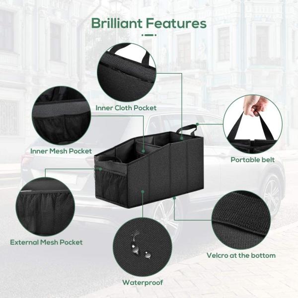 Large Shopping Car Organizer Bags Grocery Foldable Front Back Seat Truck 19X10X10"