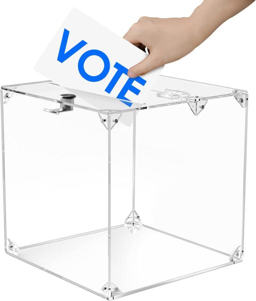 Quality Acrylic Donation Box, 9.8" x 9.8" x 9.8" Large Ballot Box, Suggestion Box with Lock - Large Comment Box - Clear Money for sale