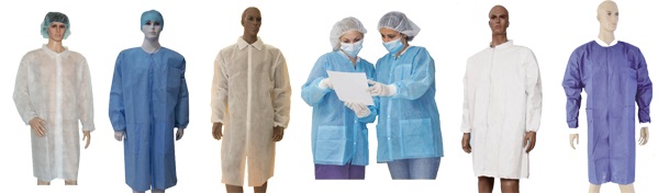 Eco Friendly 75gsm Disposable Nonwoven SMS Lab Coat For single use
