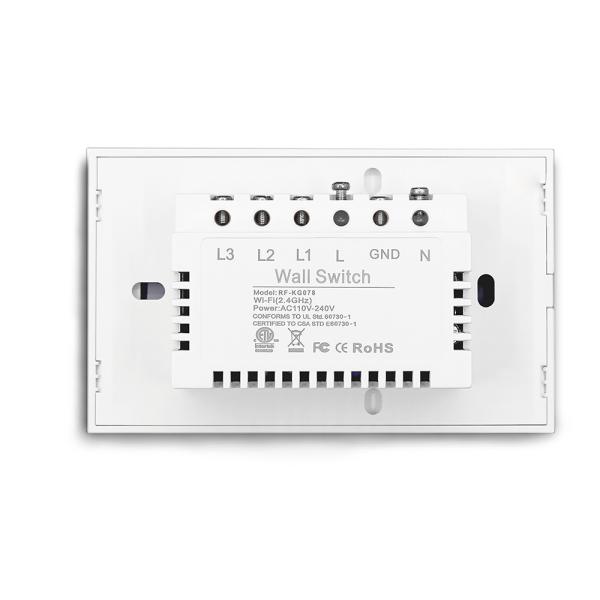 Touch Panel 3 Gang 2 Way Smart Light Switch For LED Incandescent Bulbs