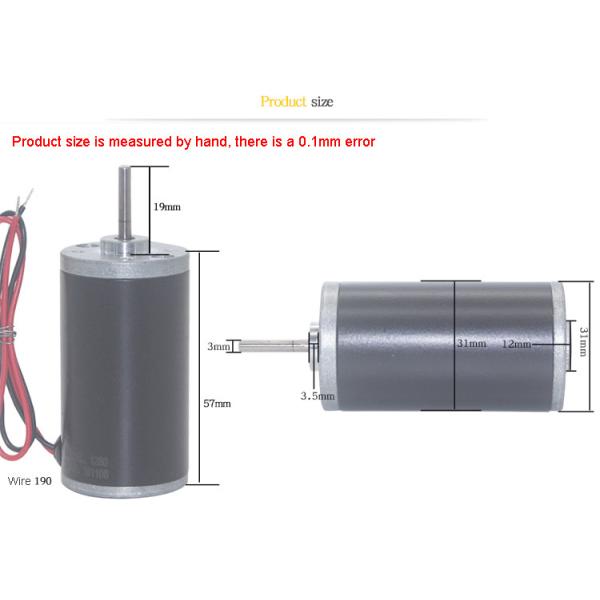 DC24V 4000rpm-8000rpm 31ZY Large Torque Permanent Magnet DC Motor Carbon Brushed