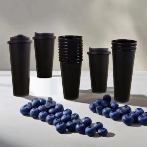 New Design Black Frosted Injection Cup 90mm Milktea Cup Coffee Take Away Cup Custom Printed