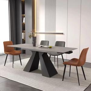 Buy cheap Rectangular Black Ceramic Extending Dining Table , Marble Metal Base Dining from wholesalers