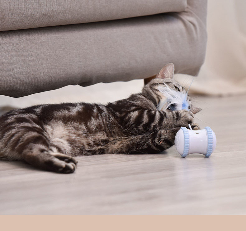 Electronic Intelligent Cat Tumbler Toy With Feather