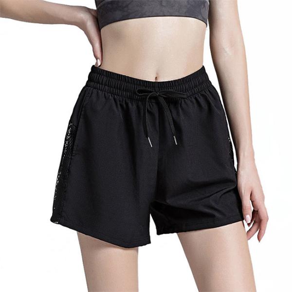 Quality Custom Black Drawstring Waist Track Shorts Quick Dry Mesh Sports Running Shorts for sale