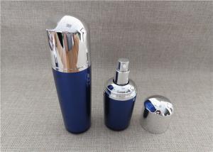 Blue Color Acrylic Lotion Dispenser , Acrylic Empty Lotion Bottles With Pump