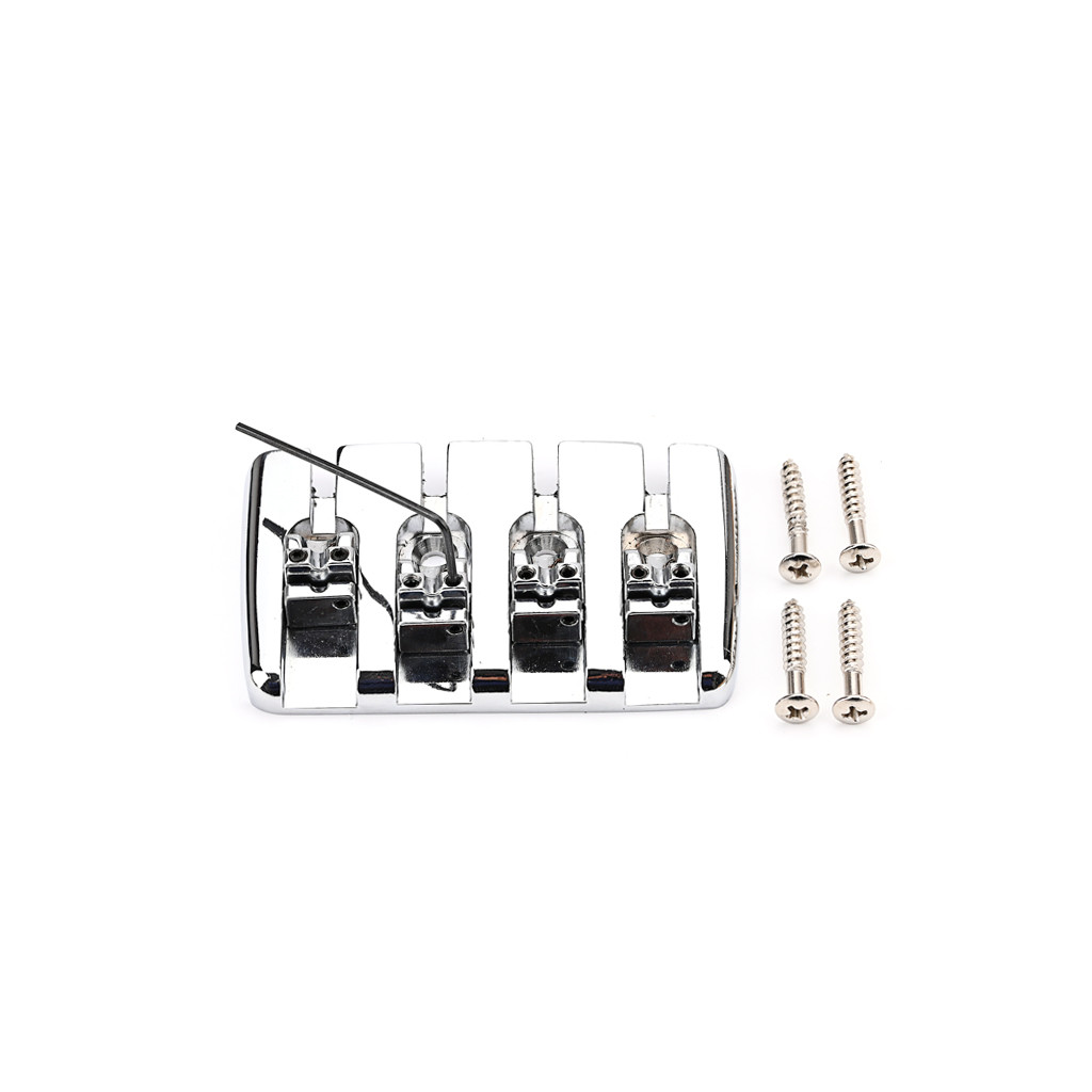 4 Strings Fixed Bass Bridge With Screws Wrench Top Load Tailpiece For For Electric Bass Guitar