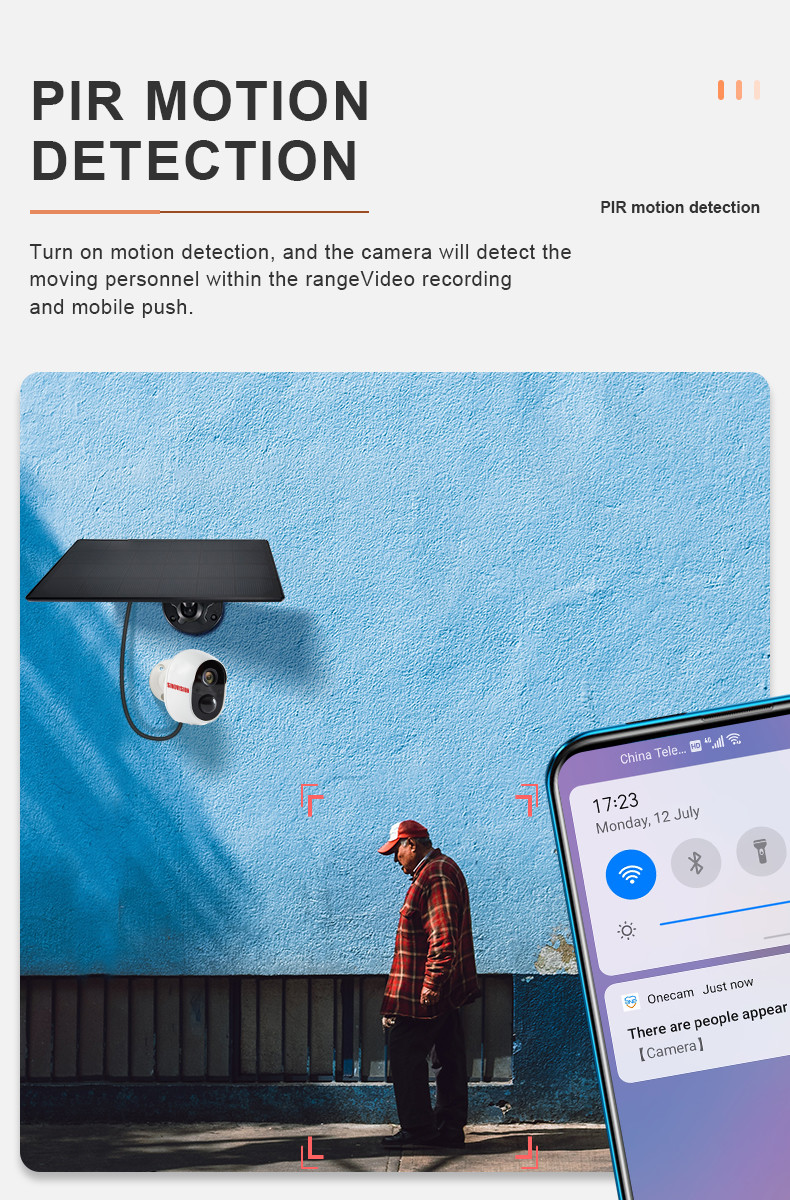 Waterproof Security Wifi Camera Low Power Solar Panel HD 1080P Mobile Remote Camera