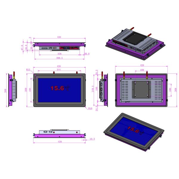15.6 Inch Industrial Tablet Pc Touch Screen Support 2RJ45 Lan 6USB 6COM