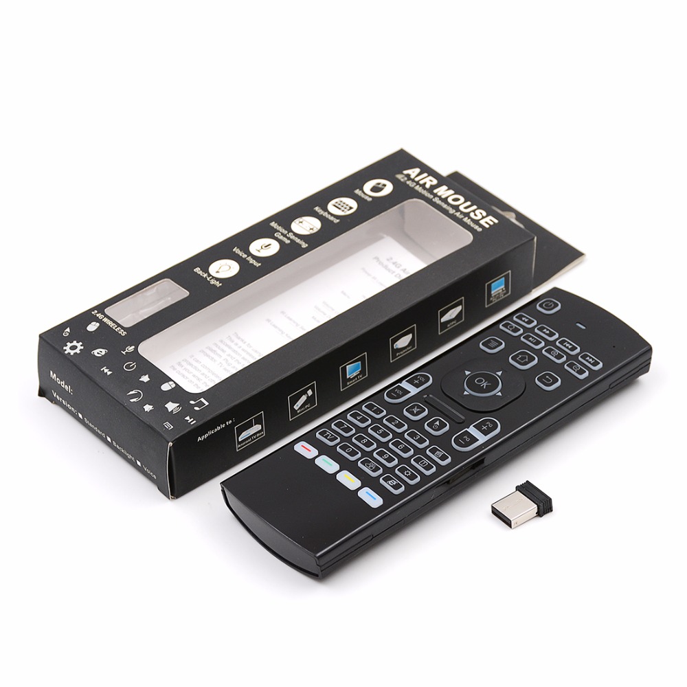 RF Wireless Air Mouse Backlight Keyboard Android Remote 4 Keys IR Learning
