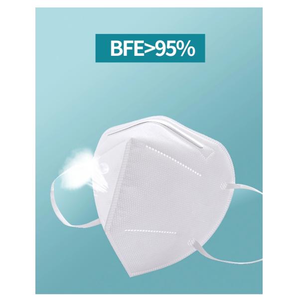 Filter level 95% White Earloop 5 Ply PP Non-woven Disposable KN95 Face Mask