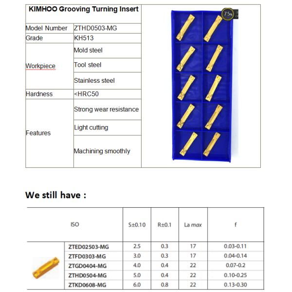 ZTHD0504-MG Parting And Grooving Inserts