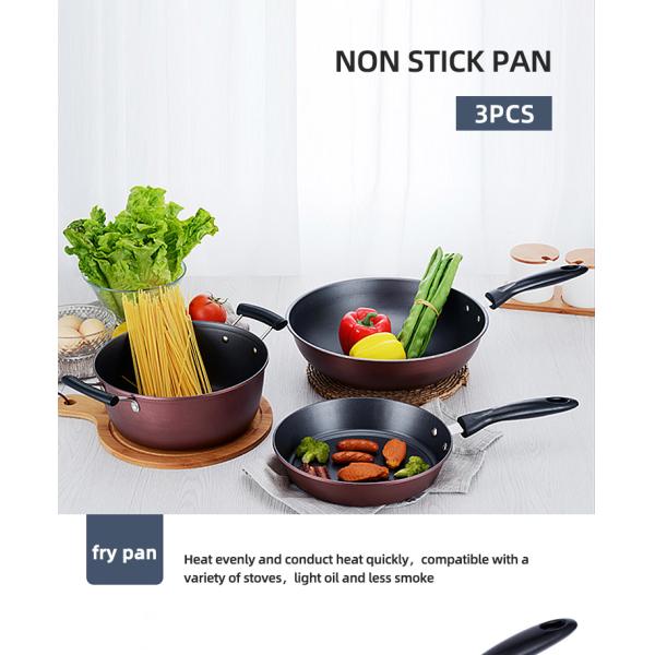 Multi Purpose 3Pcs Kitchen Nonstick Ollas Cast Iron Pot And Pan Set