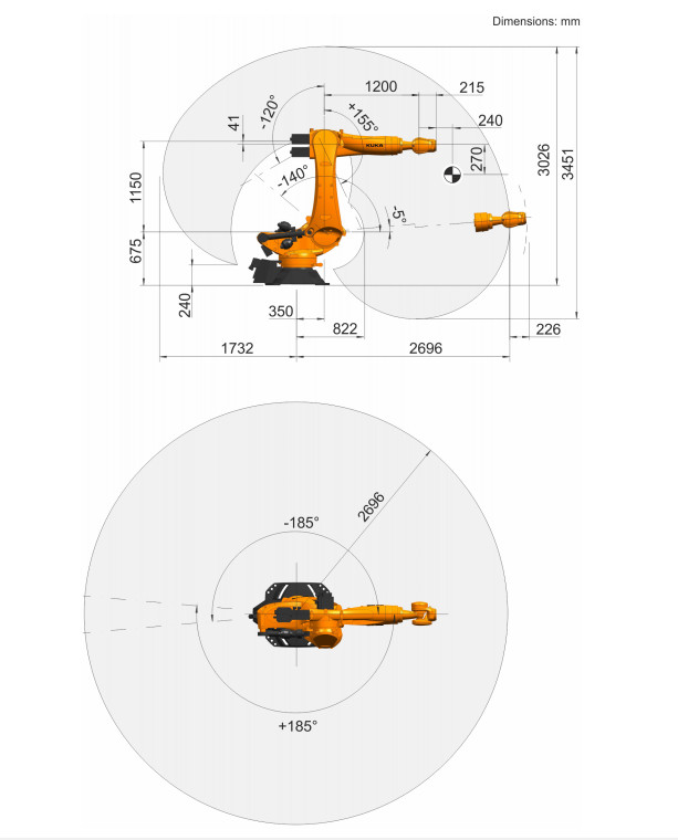6 Axes Arm Robot Industrial KR 150 R2700 Extra Use For Handling, Palletizing