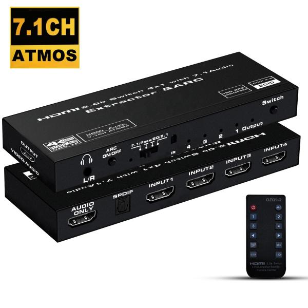 Quality 7.1ch Dolby Atmos LPCM 4x1 HDMI Splitter Audio Extractor for sale
