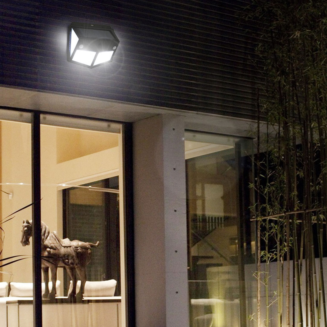 2200mAh Battery 500lm 260 Led Solar Motion Sensor Wall Light For Garden