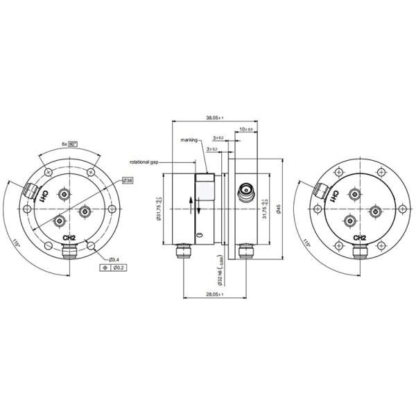 2 Channel Coaxial Slip Ring 4.5GHz Radio Frequency Rotary Joint