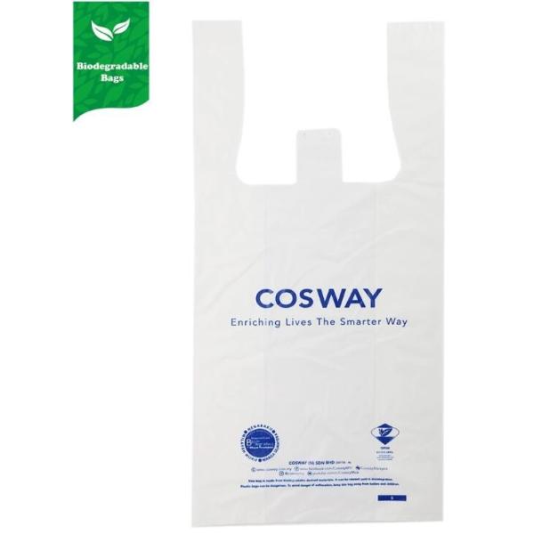 Custom design plant based compostable biodegradable HDPE soft loop handle plastic shopping bag, flexi soft loop handle p