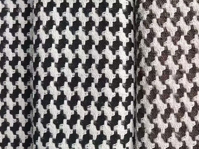 celana blue herringbone tartan wire shiny lurex striped plaid check polyester worsted tweed fabric suit garment for pants dress