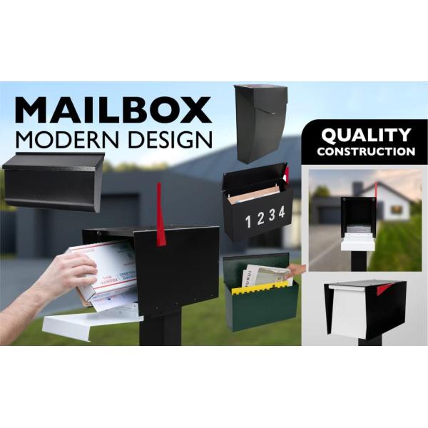 Mail Box Post Wall Mount Locking Mailbox with Code Lock Large Capacity Letterbox with House Numbers