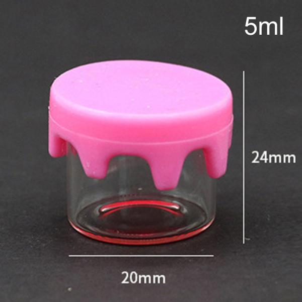 Airtight Leakproof 5ml Silicone Lid Glass Spice Jars Round Shape