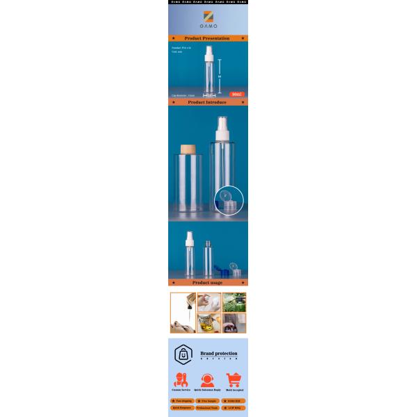 Fine Mist PET 50ml Empty Cosmetic Spray Bottle Clear Plastic
