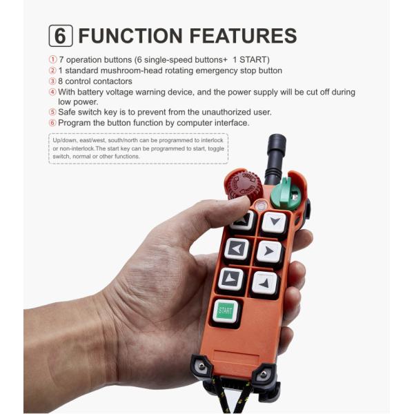 6 Keys Crane Remote Control Systems F21-E2 Industrial Remote Control System Electric Hoist