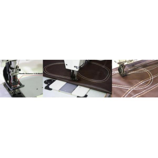 Long Arm Double Needle Compound Feed Walking Foot Heavy Duty Lockstitch Sewing Machine