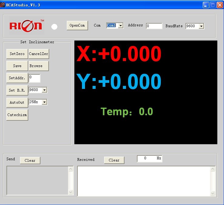 High Accurate tilt angle Analog Inclinometer Temperature Output RION