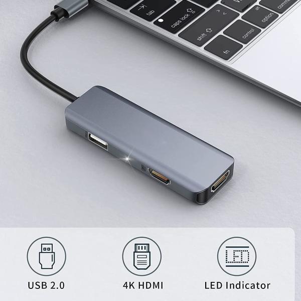 Quality Dual USB C Adapter 3 In 1 Dongle 4K HDMI Docking Station Compatible MacBook Pro for sale