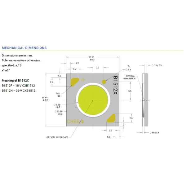 3000/4000/5000K COB LED Chip CXB1512 22 Watt Track / Down Light Application